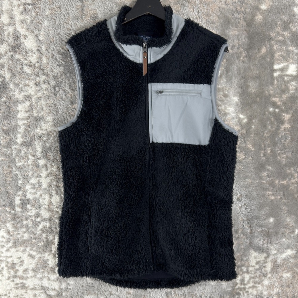 Charles River Apparel Size L Fleece Outdoor Vest Black Sleeveless Pocket Casual